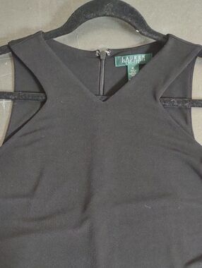 Lauren Ralph Lined Black V-Neck Sleeveless Halterneck Shell